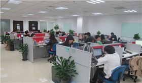 上海辦公家具廠——碧江辦公家具現場拍攝美團辦公區投入辦公場景